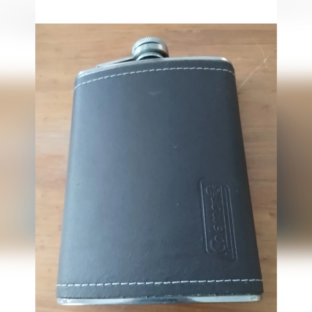 Coleman Whiskey Leather Flask  Stainless Steel 8 oz